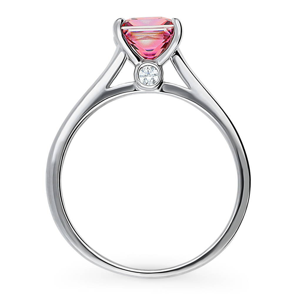 Alternate view of Solitaire 1.2ct Red Princess CZ Ring in Sterling Silver, 8 of 12