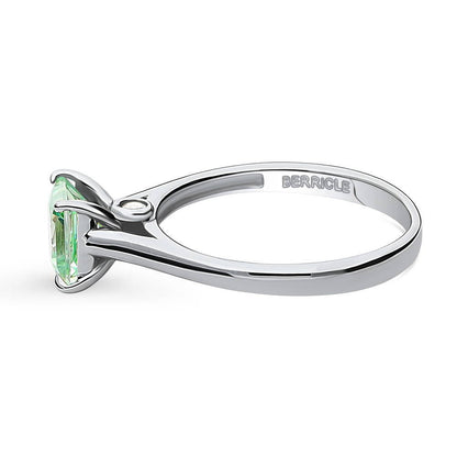 Solitaire 1.2ct Green Princess CZ Ring in Sterling Silver