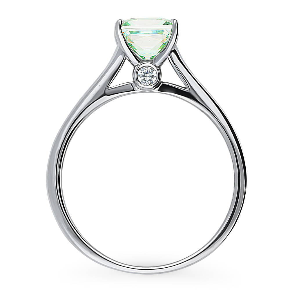 Alternate view of Solitaire 1.2ct Green Princess CZ Ring in Sterling Silver, 8 of 8