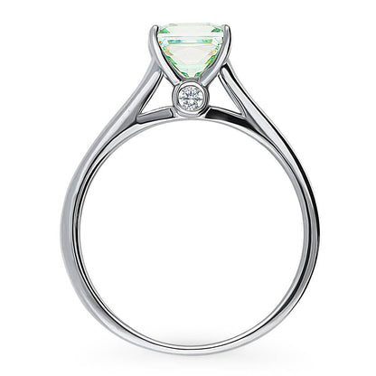 Solitaire 1.2ct Green Princess CZ Ring in Sterling Silver