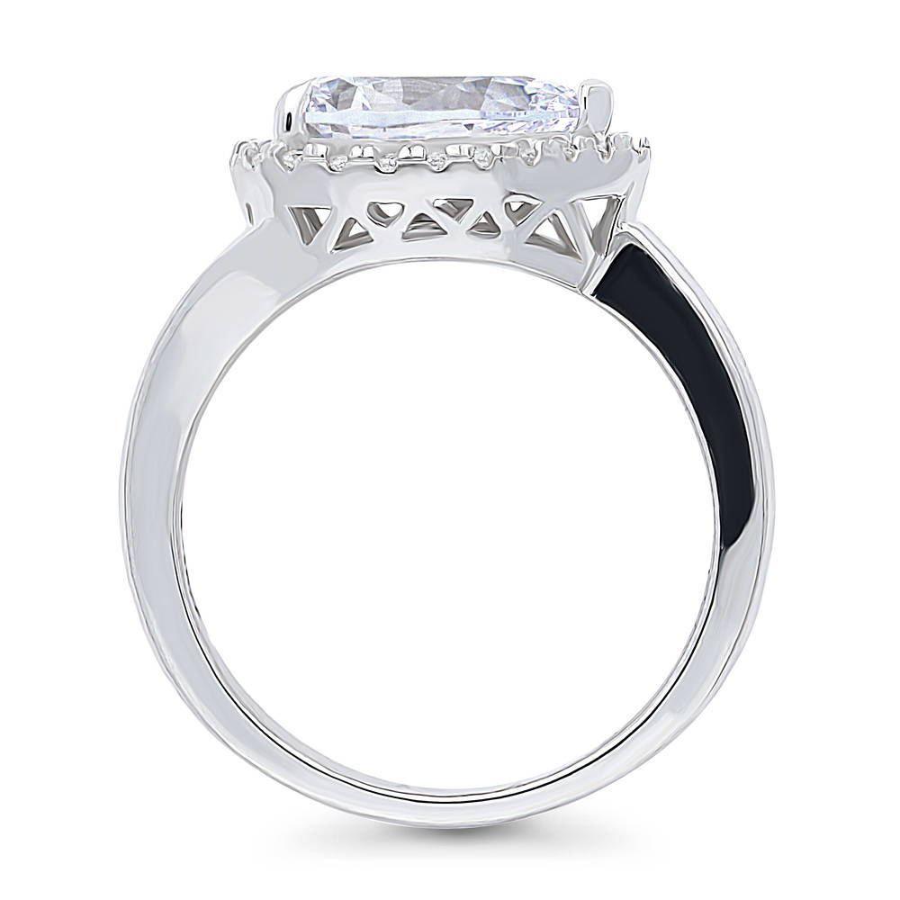 Alternate view of Halo East-West Pear CZ Split Shank Ring in Sterling Silver, 7 of 7