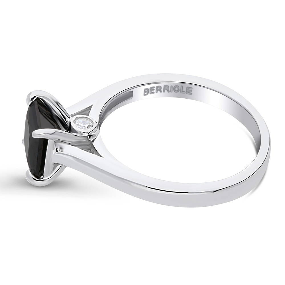 Solitaire 1.2ct Black Princess CZ Ring in Sterling Silver