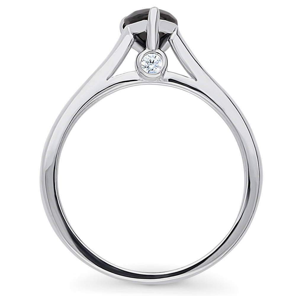 Alternate view of Solitaire 0.8ct Black Pear CZ Ring in Sterling Silver, 8 of 8