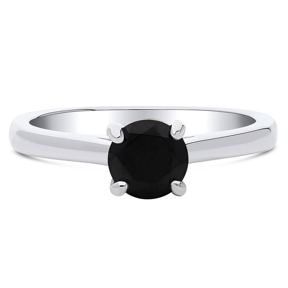 Solitaire 0.8ct Black CZ Ring in Sterling Silver