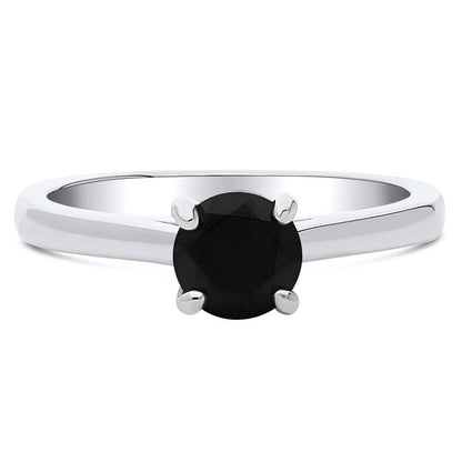 Solitaire 0.8ct Black CZ Ring in Sterling Silver