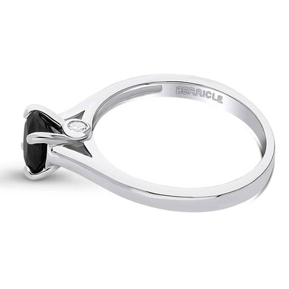 Solitaire 0.8ct Black CZ Ring in Sterling Silver
