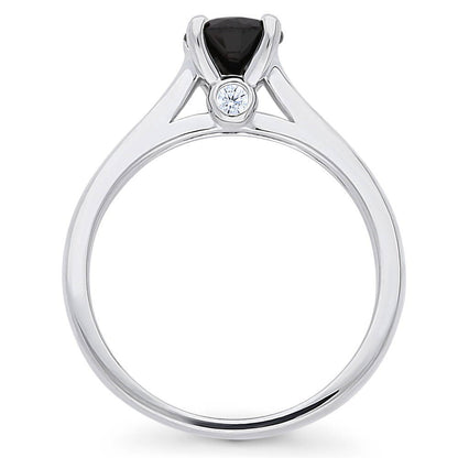 Solitaire 0.8ct Black CZ Ring in Sterling Silver