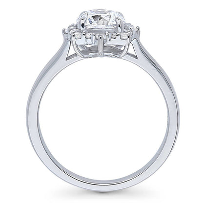 Sunburst Halo CZ Ring in Sterling Silver