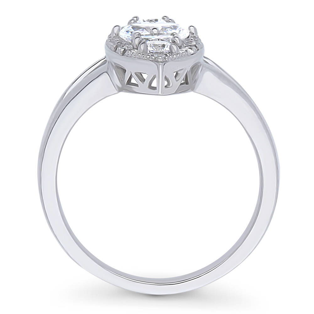 Alternate view of 5-Stone Navette Art Deco CZ Split Shank Ring in Sterling Silver, 7 of 7