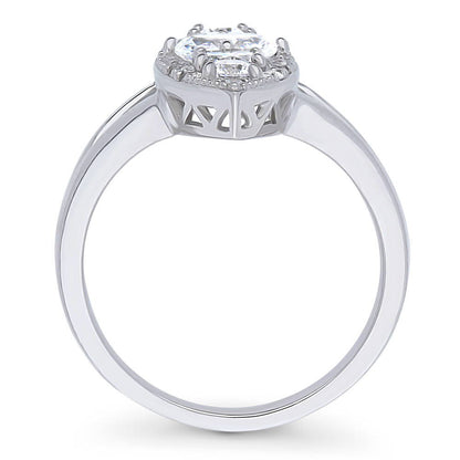 5-Stone Navette Art Deco CZ Split Shank Ring in Sterling Silver