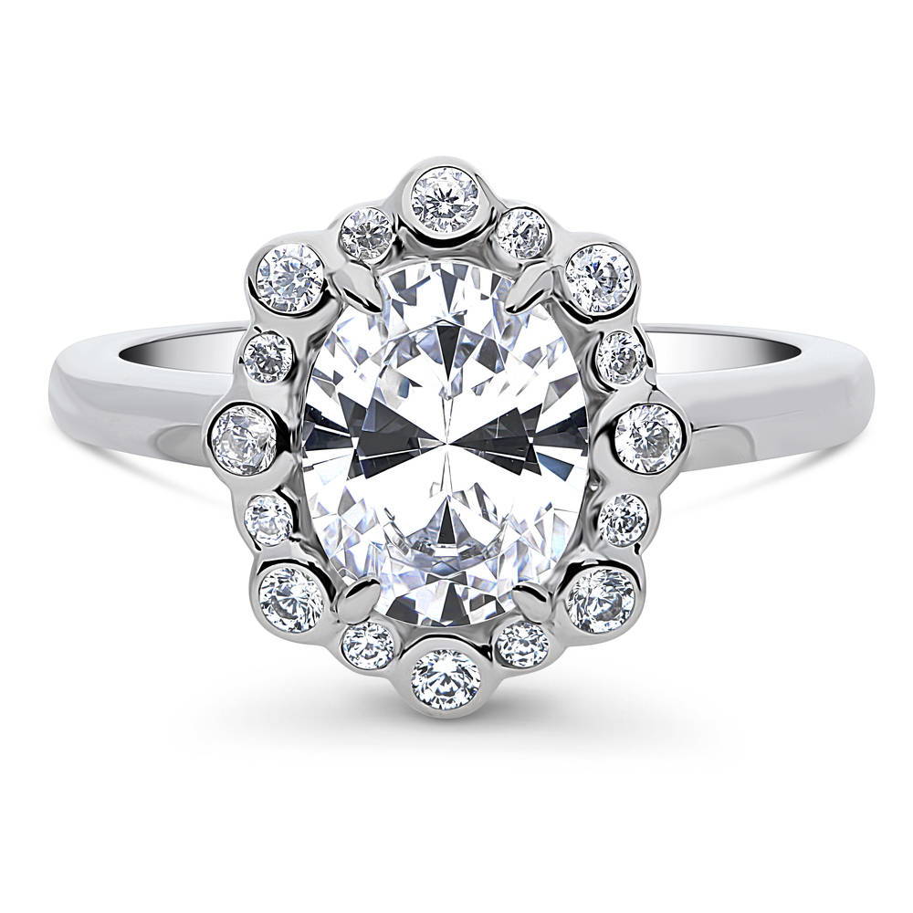 Bubble Halo CZ Ring in Sterling Silver, 1 of 7
