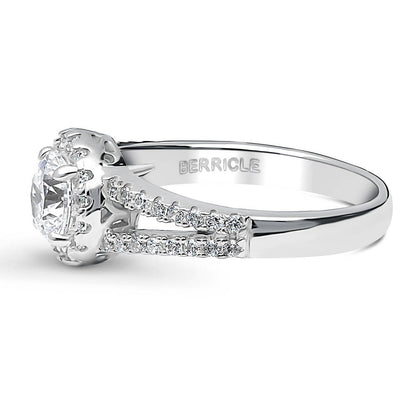 Halo CZ Split Shank Ring in Sterling Silver