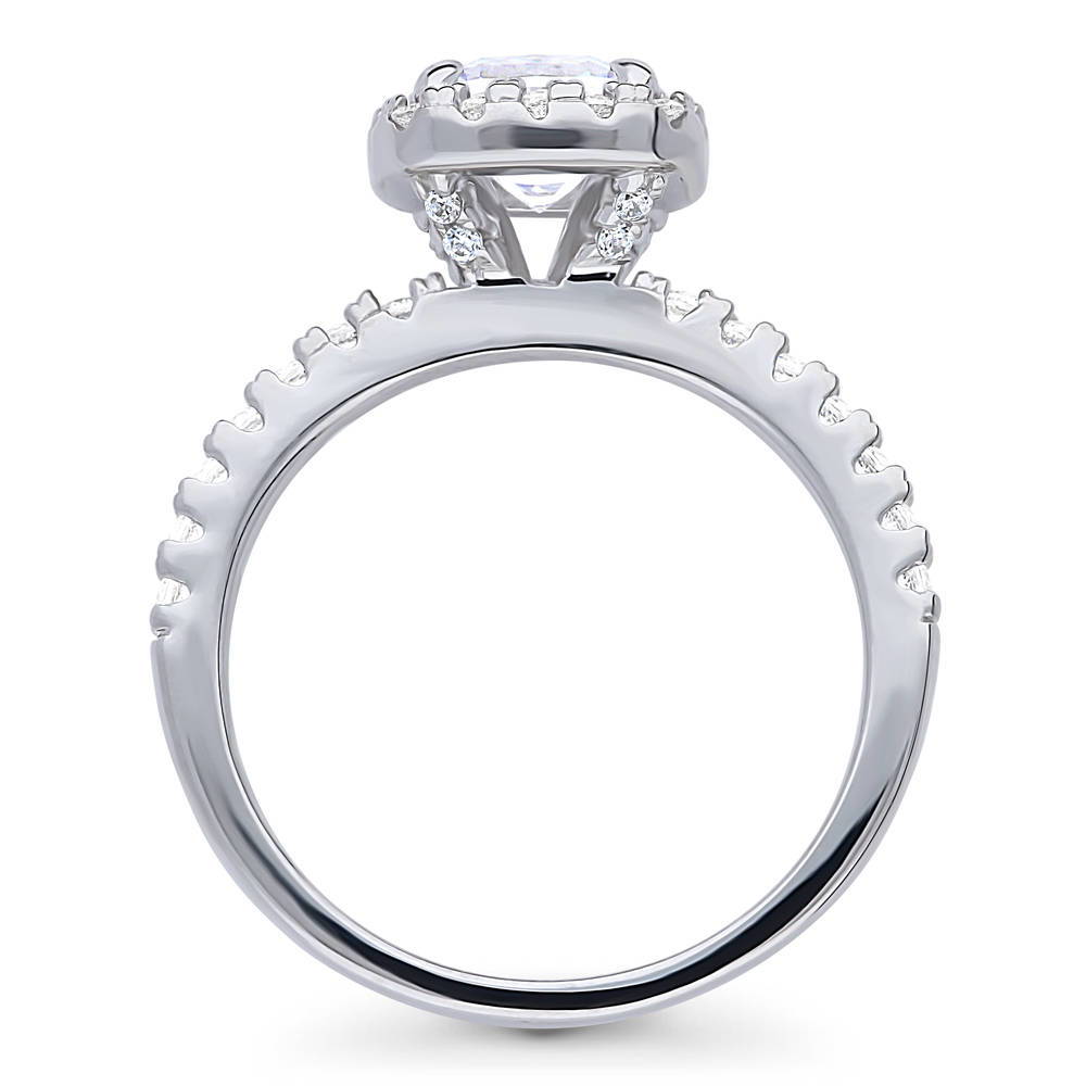 Halo Cushion CZ Ring in Sterling Silver