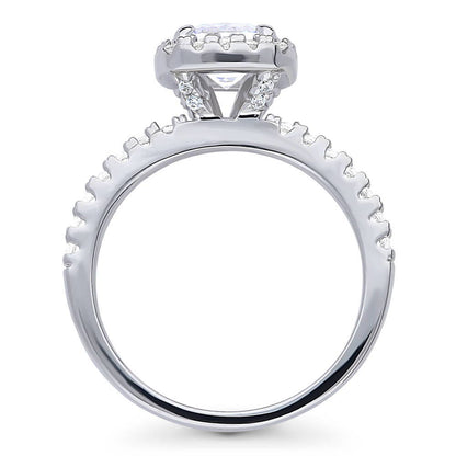 Halo Cushion Cut CZ Ring in Sterling Silver
