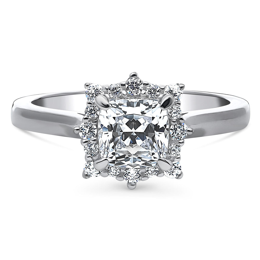 Sunburst Halo CZ Ring in Sterling Silver, 1 of 7