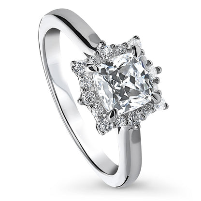 Sunburst Halo CZ Ring in Sterling Silver