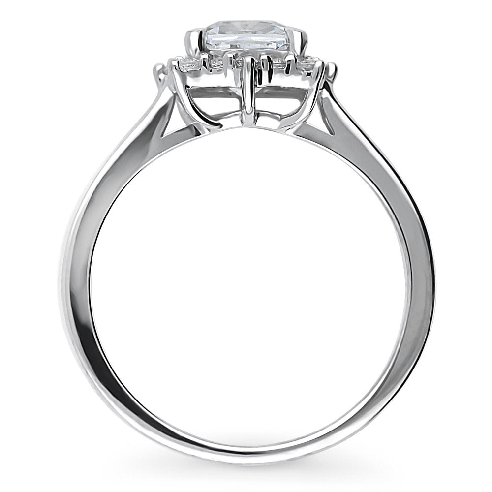Sunburst Halo CZ Ring in Sterling Silver