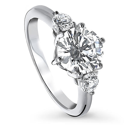 3-Stone 2ct CZ Ring in Sterling Silver