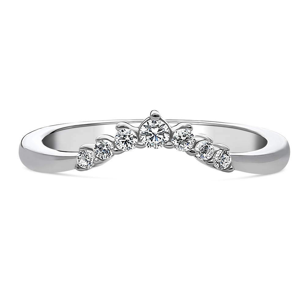 Wishbone 7-Stone CZ Curved Band in Sterling Silver, 1 of 8