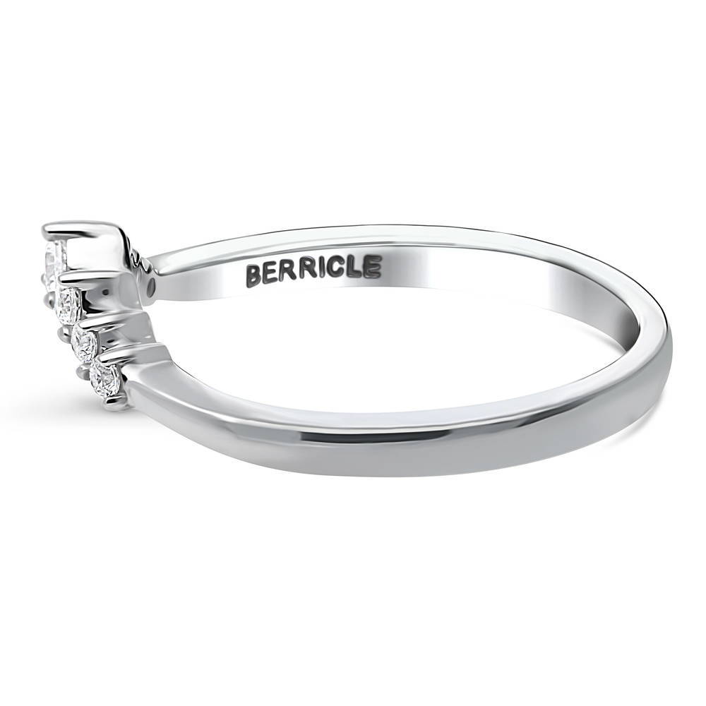 Angle view of Wishbone 7-Stone CZ Curved Band in Sterling Silver, 4 of 7