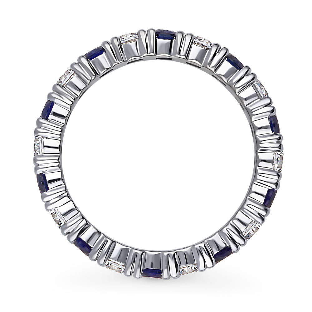 Simulated Blue Sapphire CZ Eternity Ring in Sterling Silver