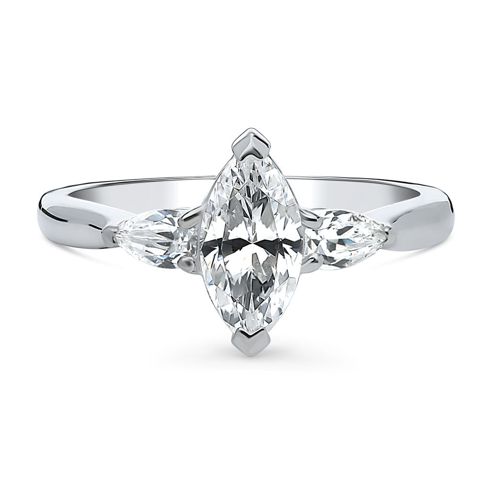 3-Stone 1ct Marquise CZ Ring in Sterling Silver