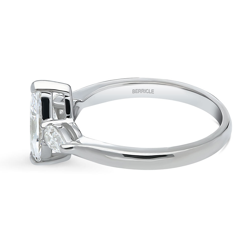 3-Stone 1ct Marquise CZ Ring in Sterling Silver