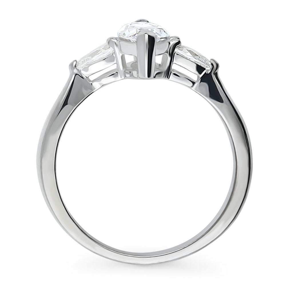 Alternate view of 3-Stone 1ct Marquise CZ Ring in Sterling Silver, 8 of 8