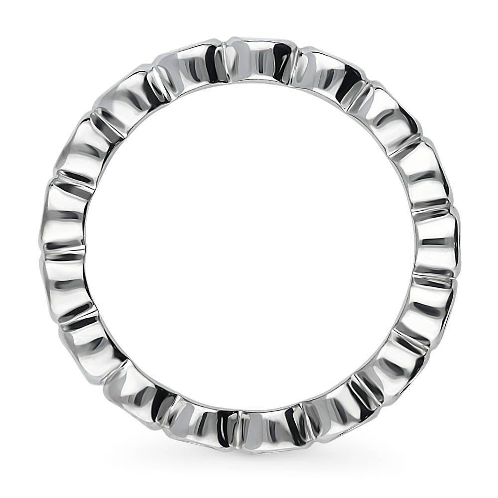 Angle view of Bubble Bezel Set CZ Eternity Ring in Sterling Silver, 5 of 7