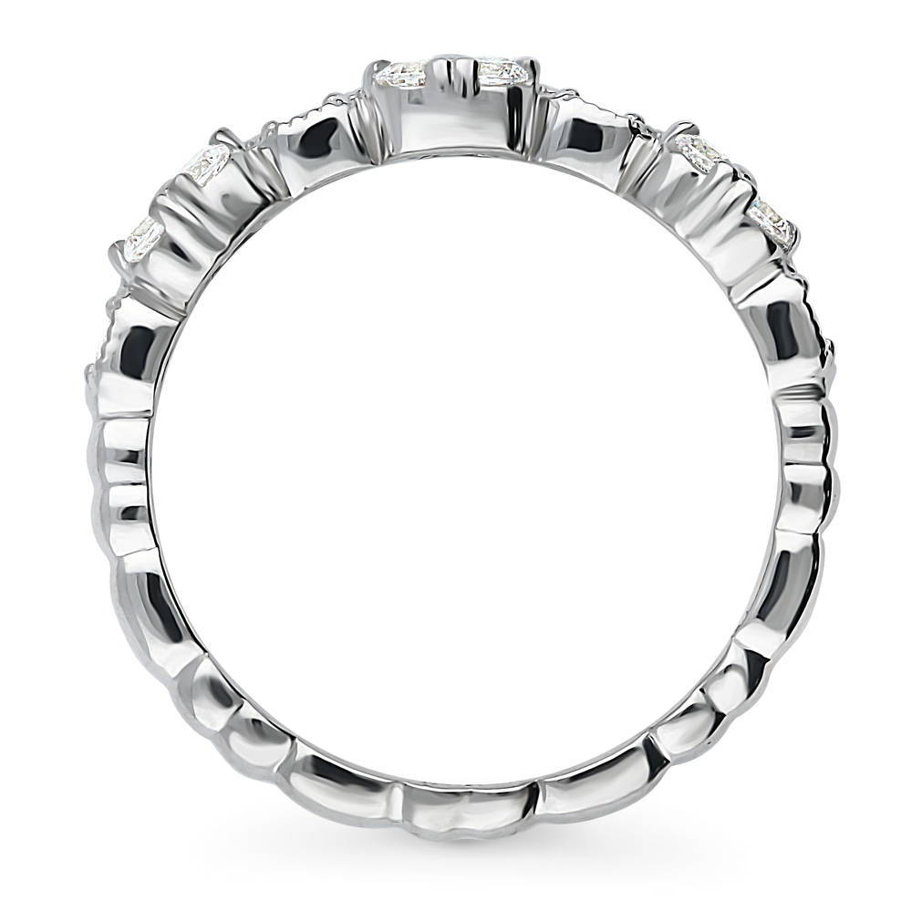 Milgrain Art Deco CZ Ring in Sterling Silver