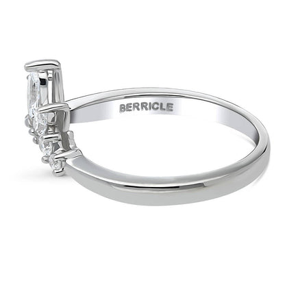 Flower 7-Stone Wishbone CZ Band in Sterling Silver