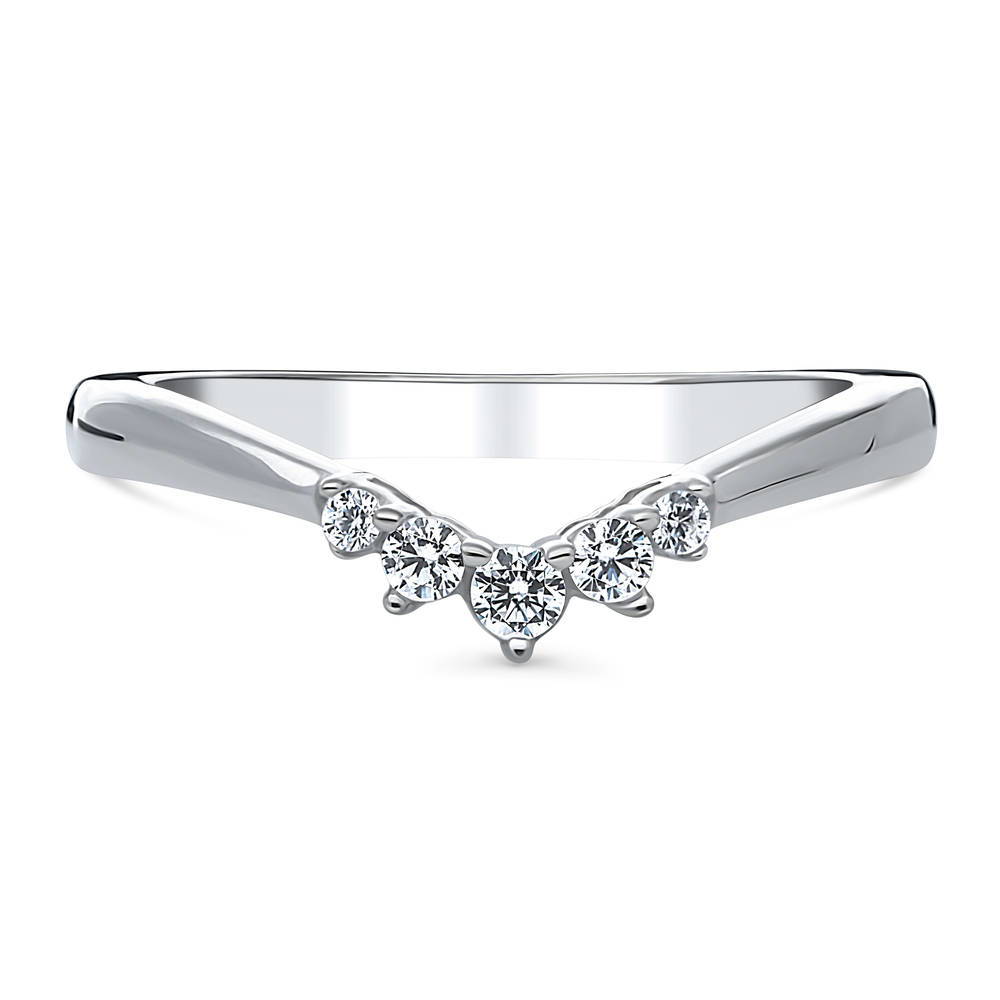 Wishbone 5-Stone CZ Curved Band in Sterling Silver, 1 of 9