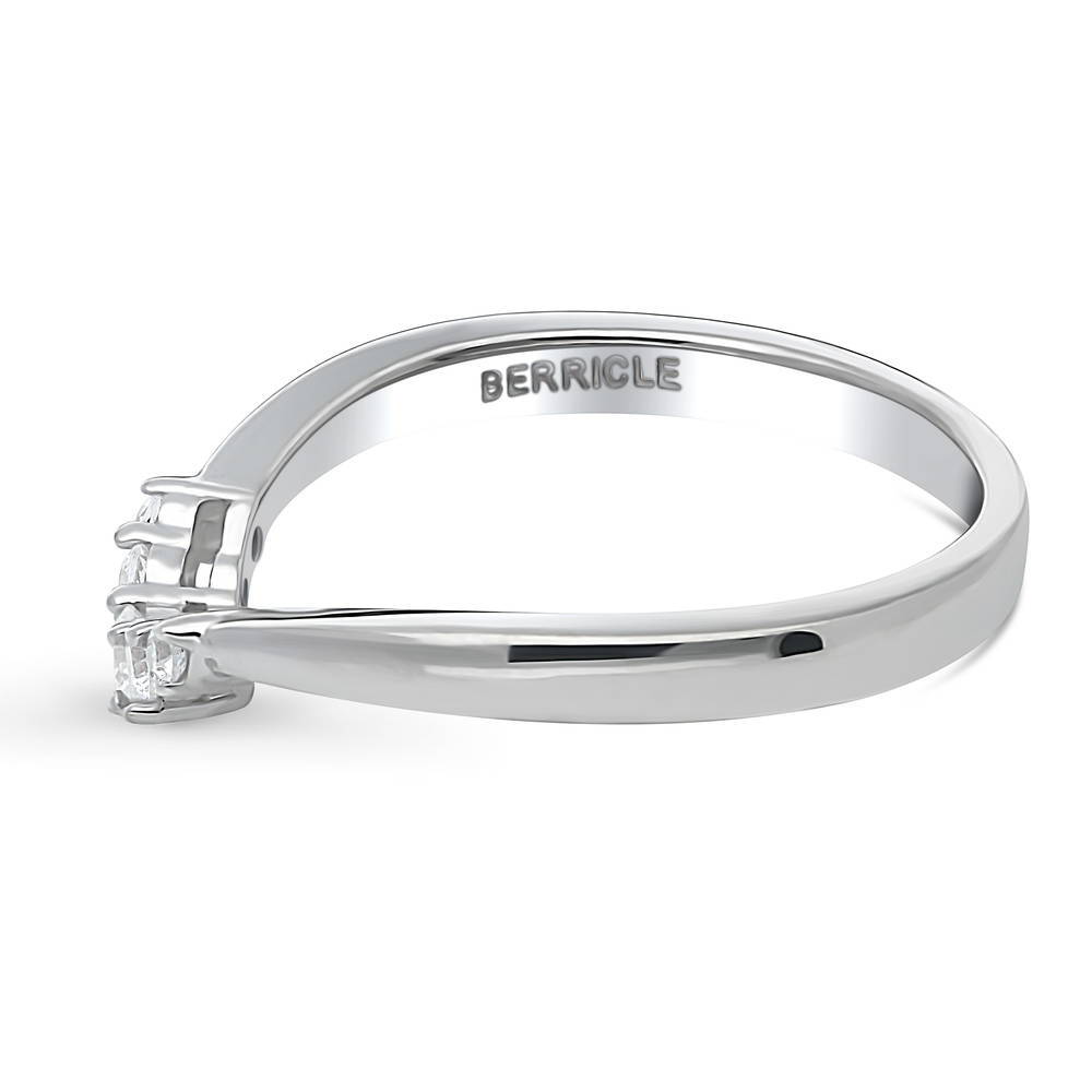 Angle view of Wishbone 5-Stone CZ Curved Band in Sterling Silver, 4 of 8