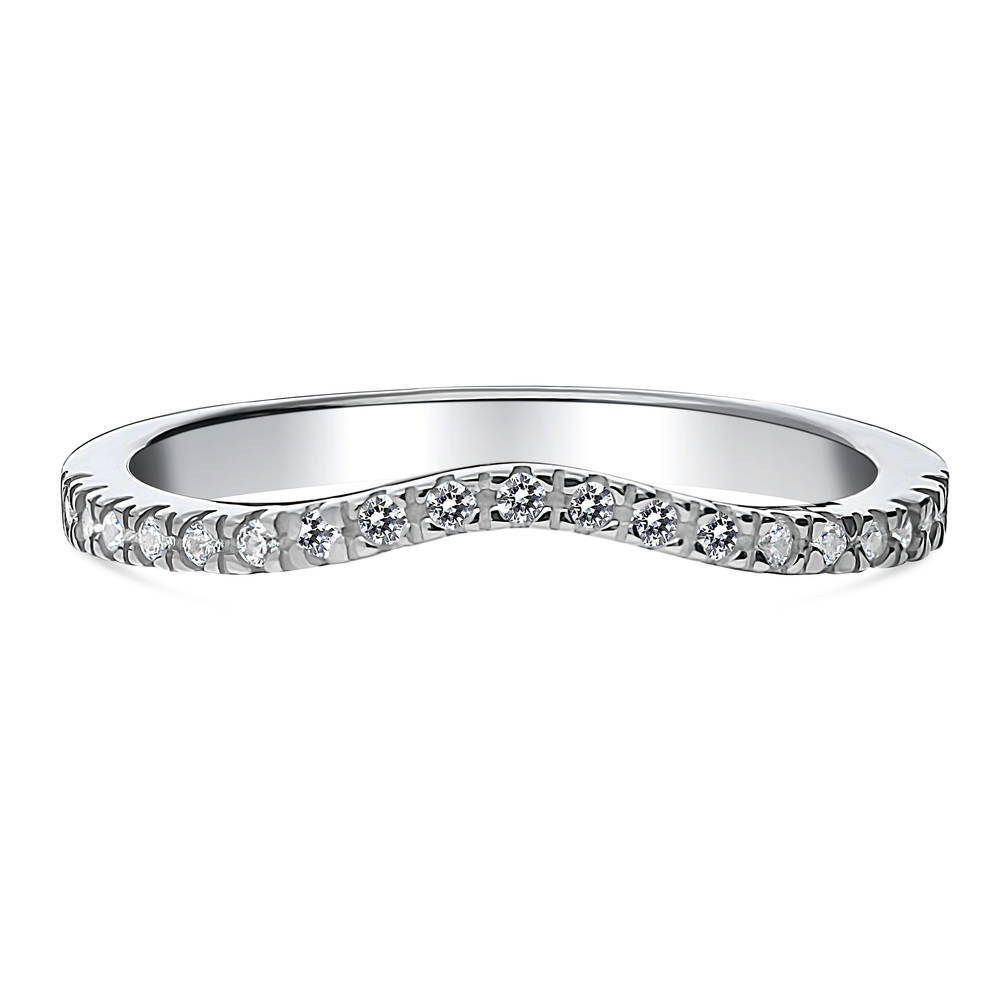 Wishbone CZ Eternity Ring in Sterling Silver, 1 of 8