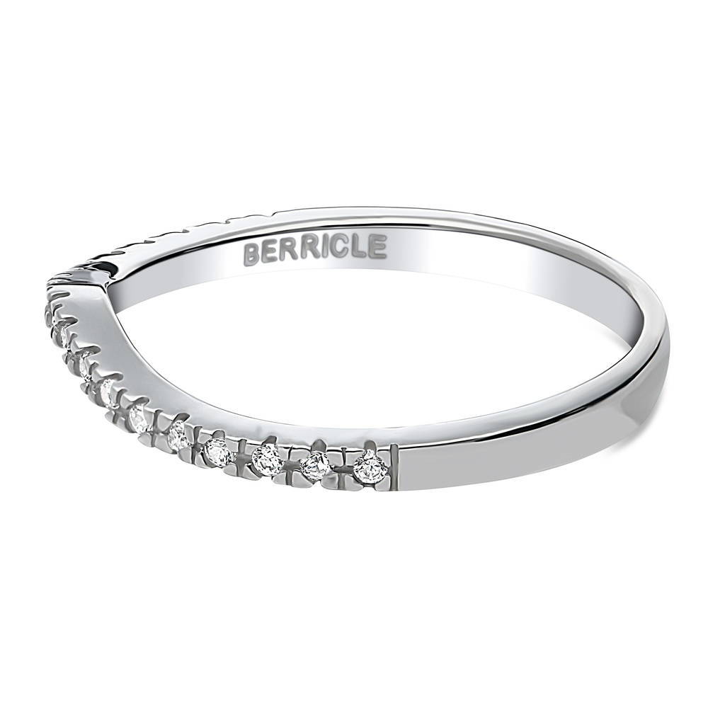 Angle view of Wishbone CZ Eternity Ring in Sterling Silver, 5 of 8