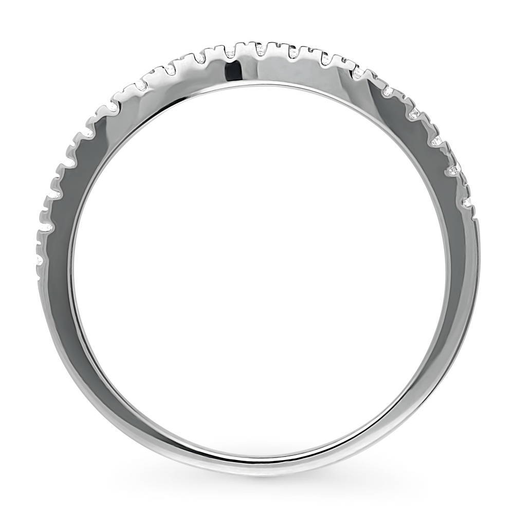 Wishbone CZ Curved Half Eternity Ring in Sterling Silver