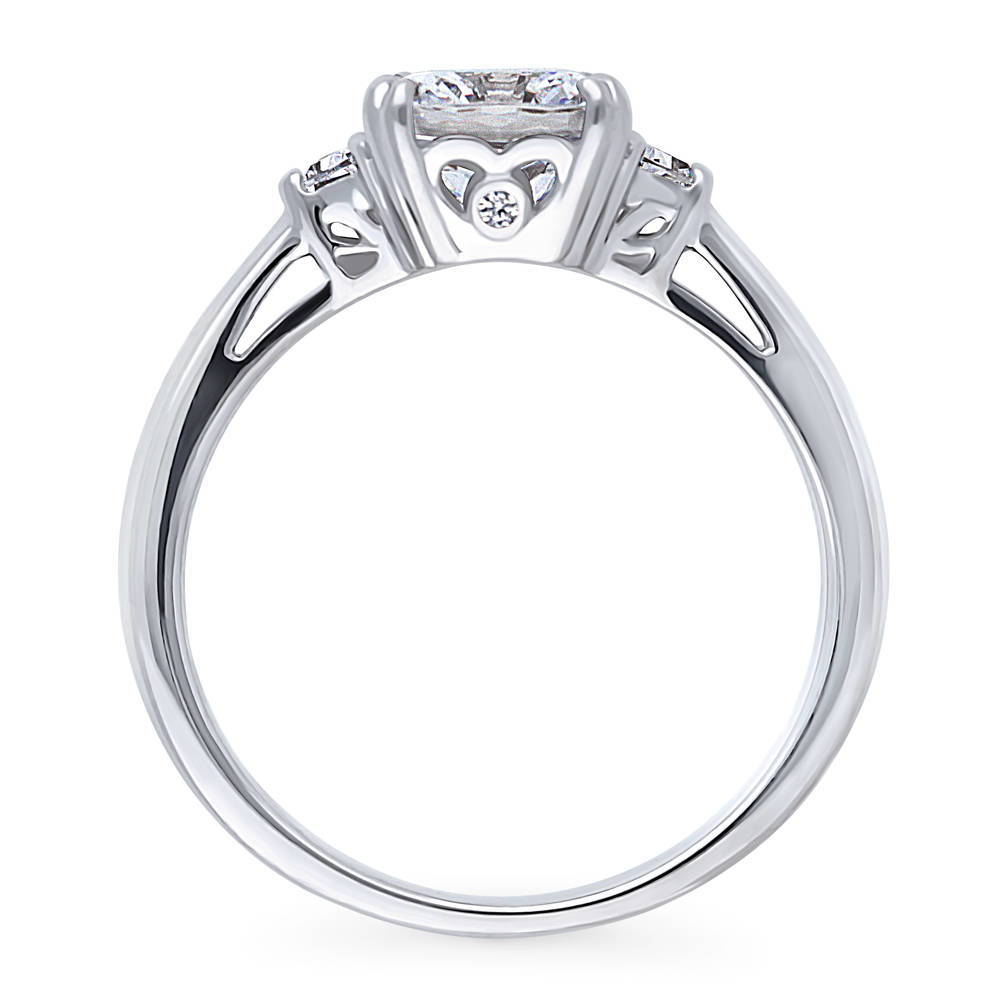 Alternate view of 3-Stone 2ct Cushion CZ Ring in Sterling Silver, 7 of 9