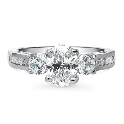 3-Stone 1.2ct Oval CZ Ring in Sterling Silver