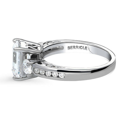 3-Stone 2.1ct Emerald Cut CZ Ring in Sterling Silver