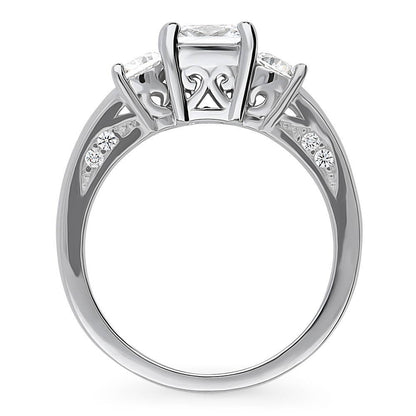 3-Stone 1.5ct Cushion CZ Ring in Sterling Silver
