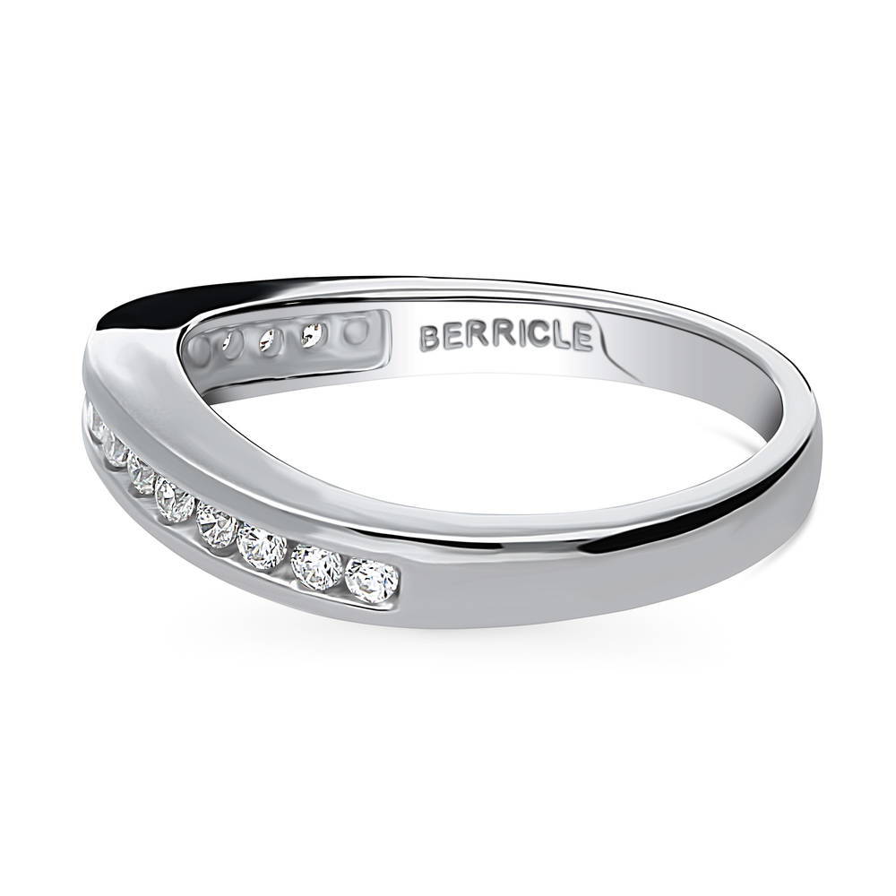 Angle view of Channel CZ Eternity Ring in Sterling Silver, 5 of 8