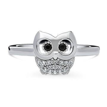 Owl CZ Ring in Sterling Silver