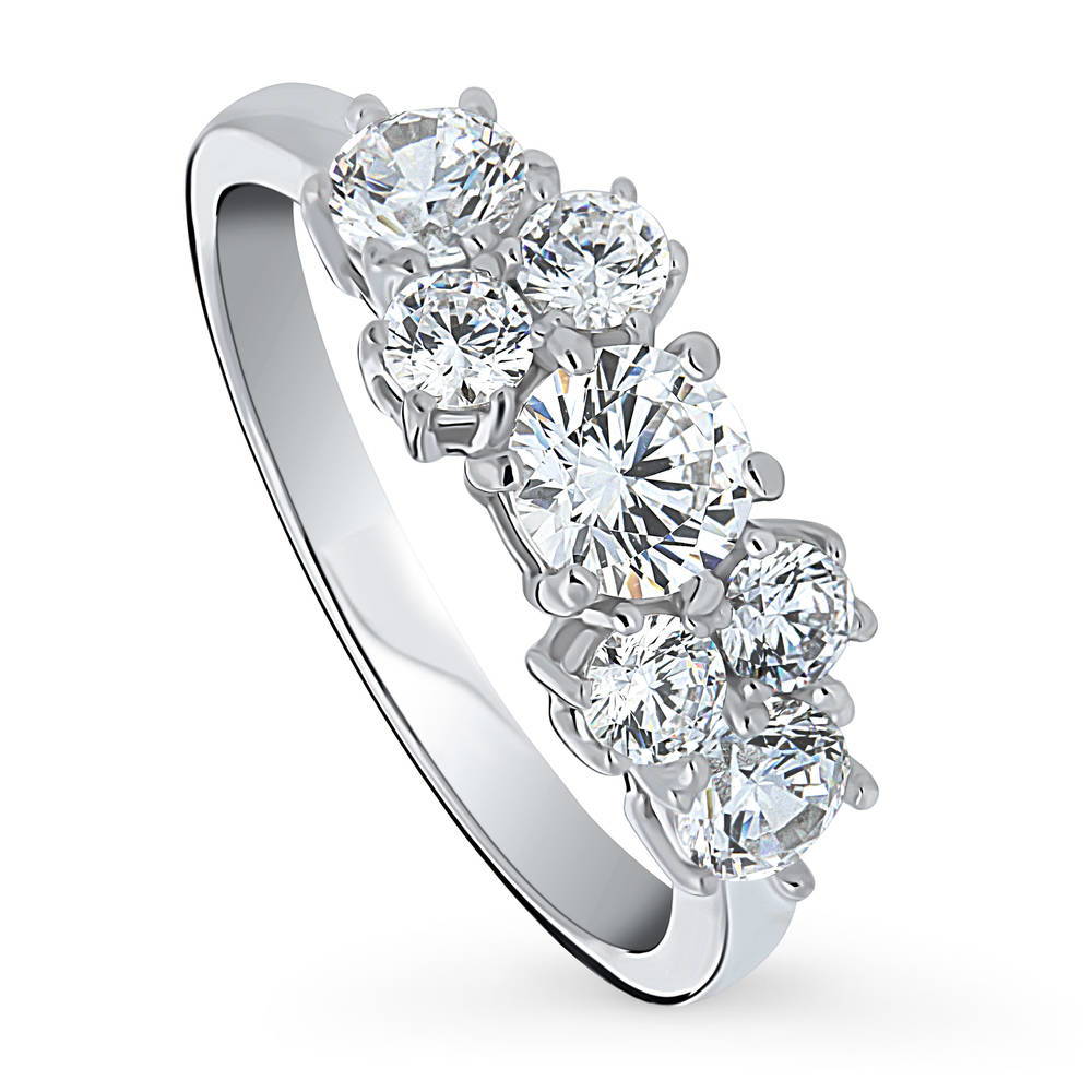 Front view of Flower CZ Ring in Sterling Silver, 4 of 8