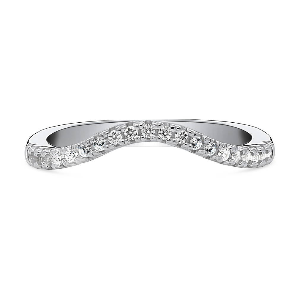 Wishbone CZ Eternity Ring in Sterling Silver, 1 of 8
