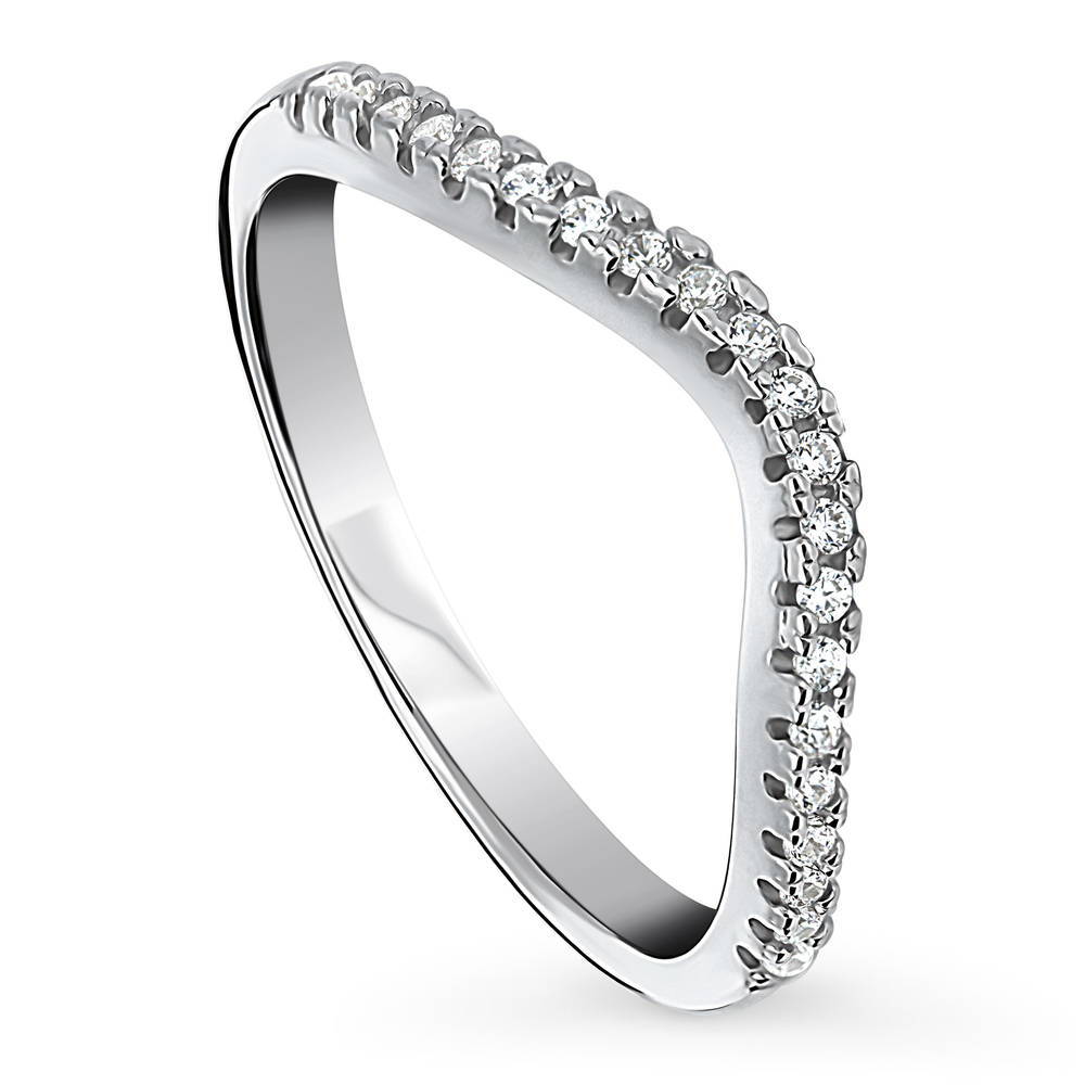 Front view of Wishbone CZ Eternity Ring in Sterling Silver, 4 of 8