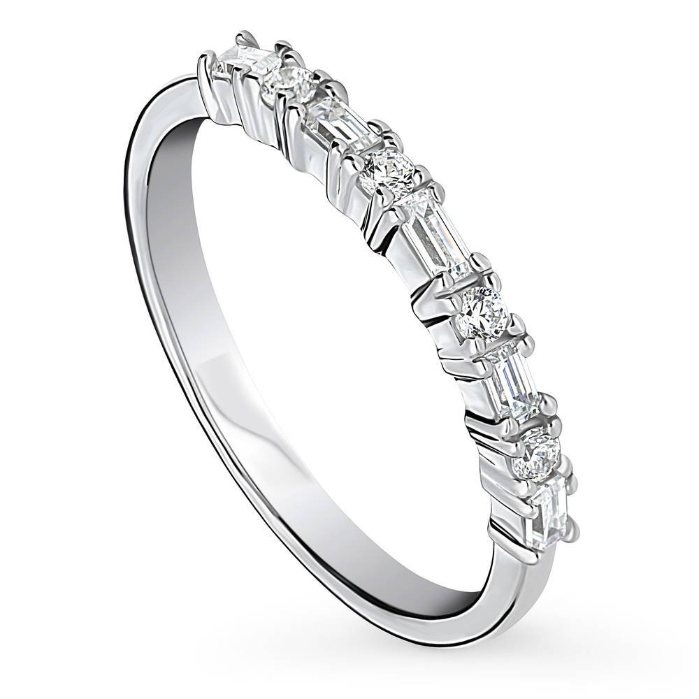 Front view of Art Deco CZ Half Eternity Ring in Sterling Silver, 3 of 9