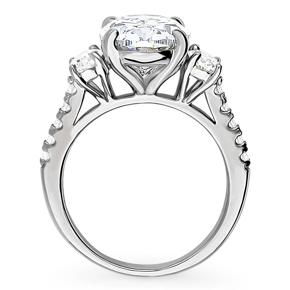 3-Stone Oval CZ Statement Ring in Sterling Silver