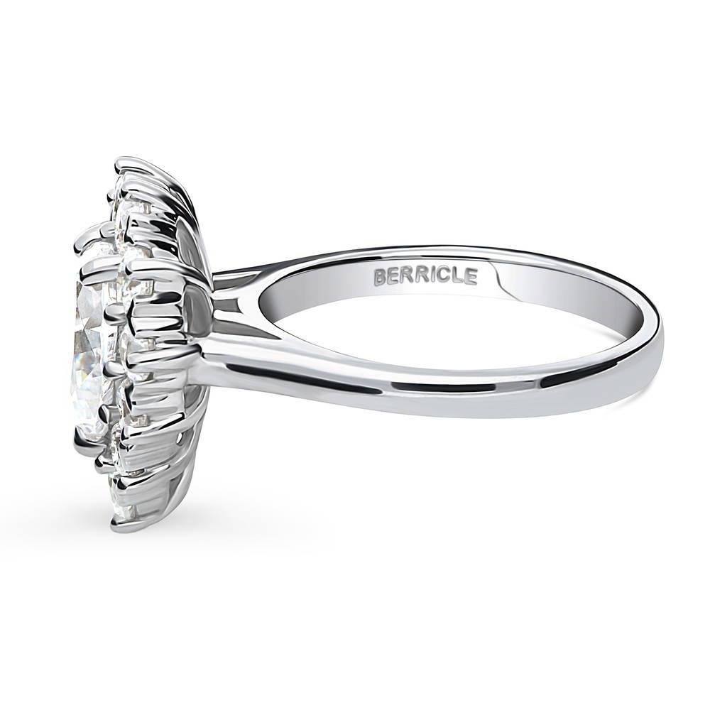 Angle view of Halo Pear Cut CZ Ring in Sterling Silver, 5 of 12