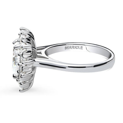 Halo Pear Cut CZ Ring in Sterling Silver