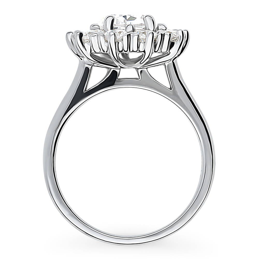 Halo Pear Cut CZ Ring in Sterling Silver